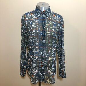 🐱Cabi 129 geometric festival button down top blouse